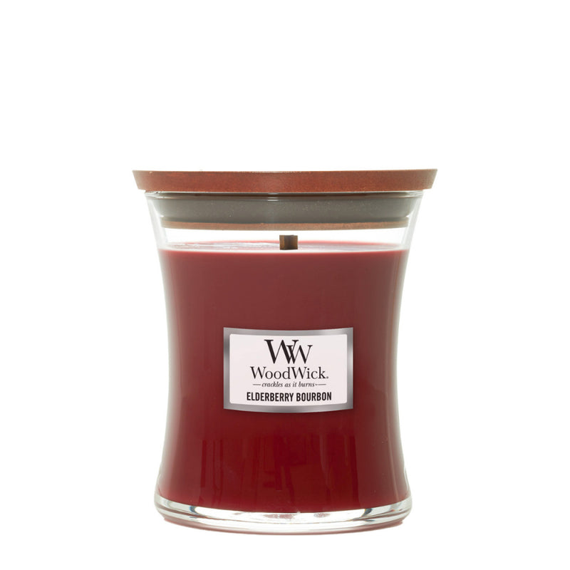 WOOD WICK MED CANDLE [F:Elderberry Bourbon]