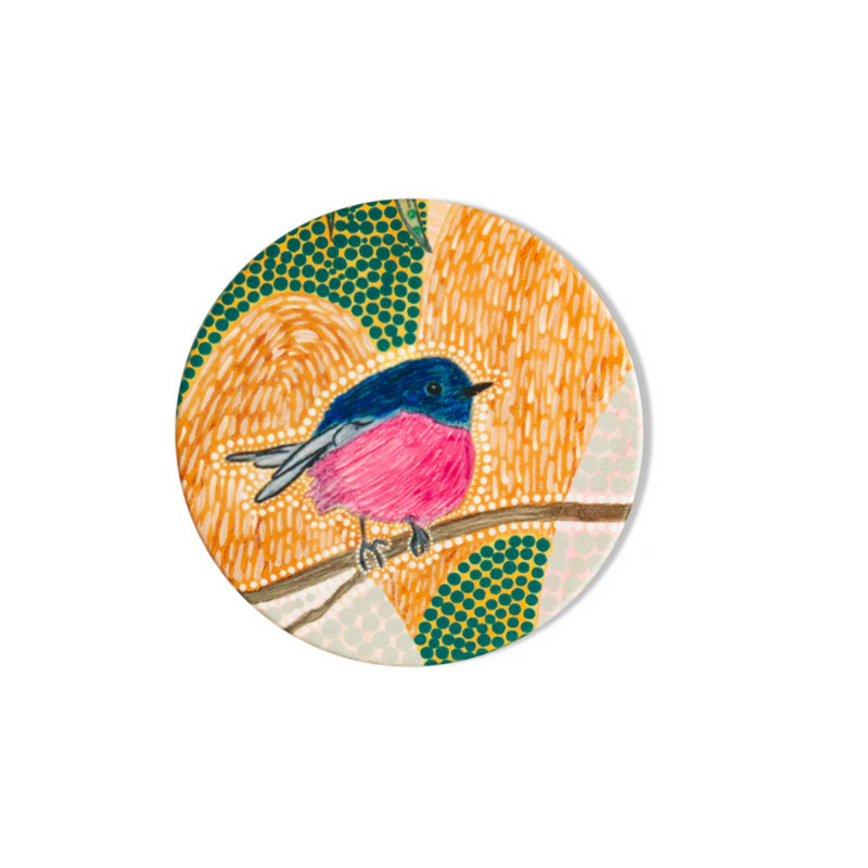 KOH ABORIGINAL COASTER [D:Pink Robin]