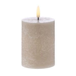 HUGHE LED PILLAR CANDLE TAUPE 10CM