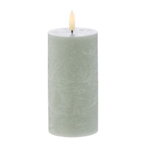 HUGHE LED PILLAR CANDLE GREEN 15CM