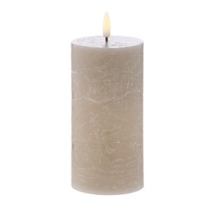 HUGHE LED PILLAR CANDLE TAUPE 15CM