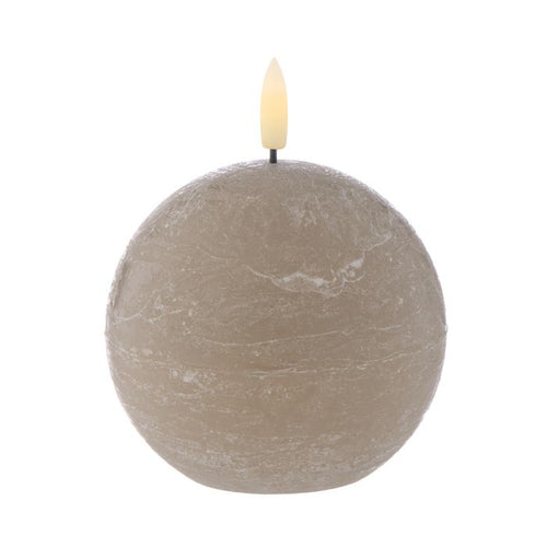 HUGHE LED BALL CANDLE TAUPE 9CM
