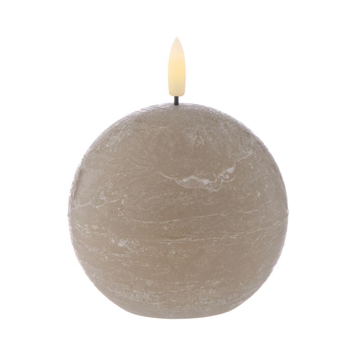 HUGHE LED BALL CANDLE TAUPE 9CM